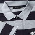 Senlak Striped Pique Anglo-Saxon Inspired Polo Shirt - Navy/Grey